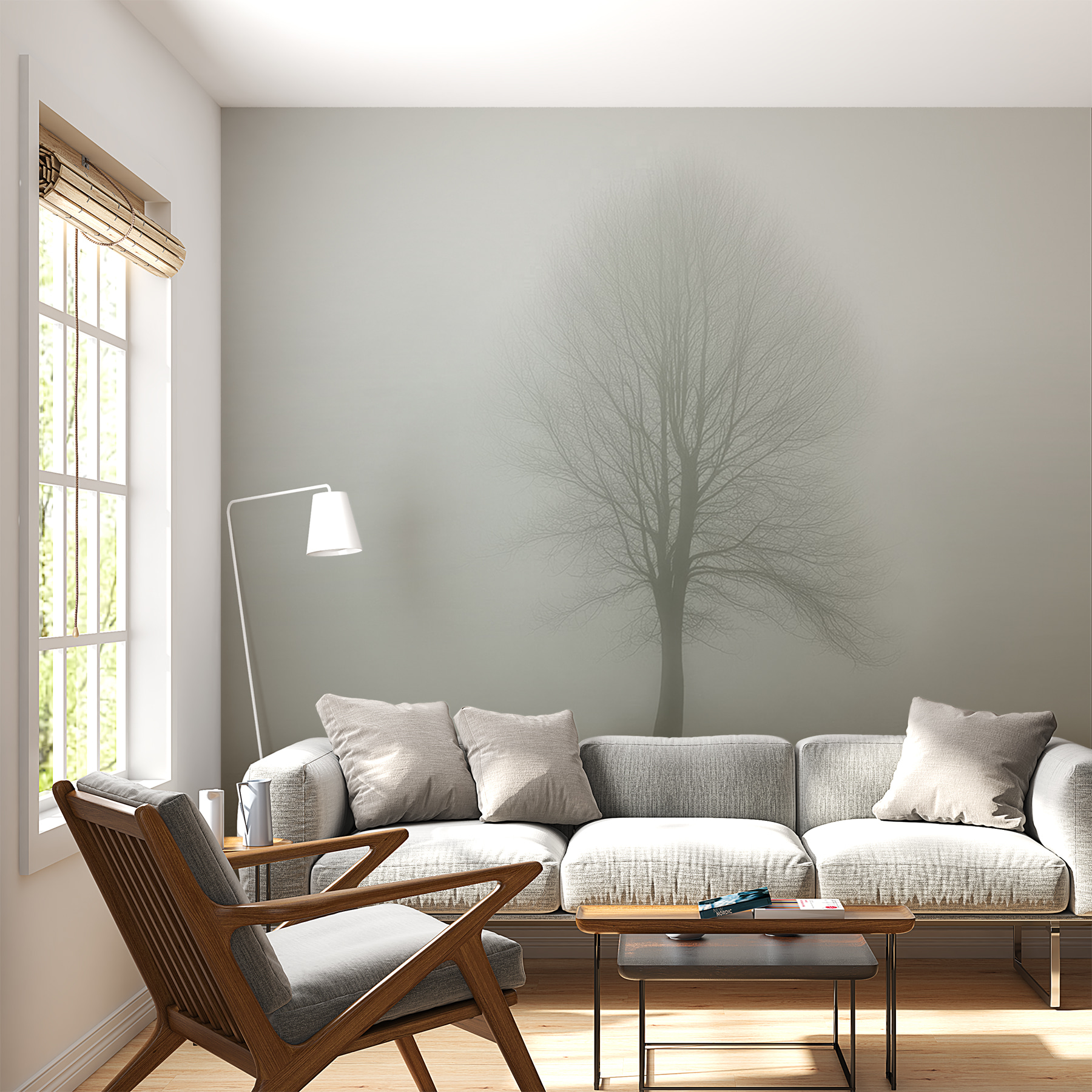 Tree in a foggy field Tree in a foggy field