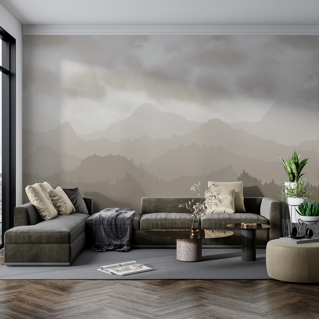 Foggy mountain range