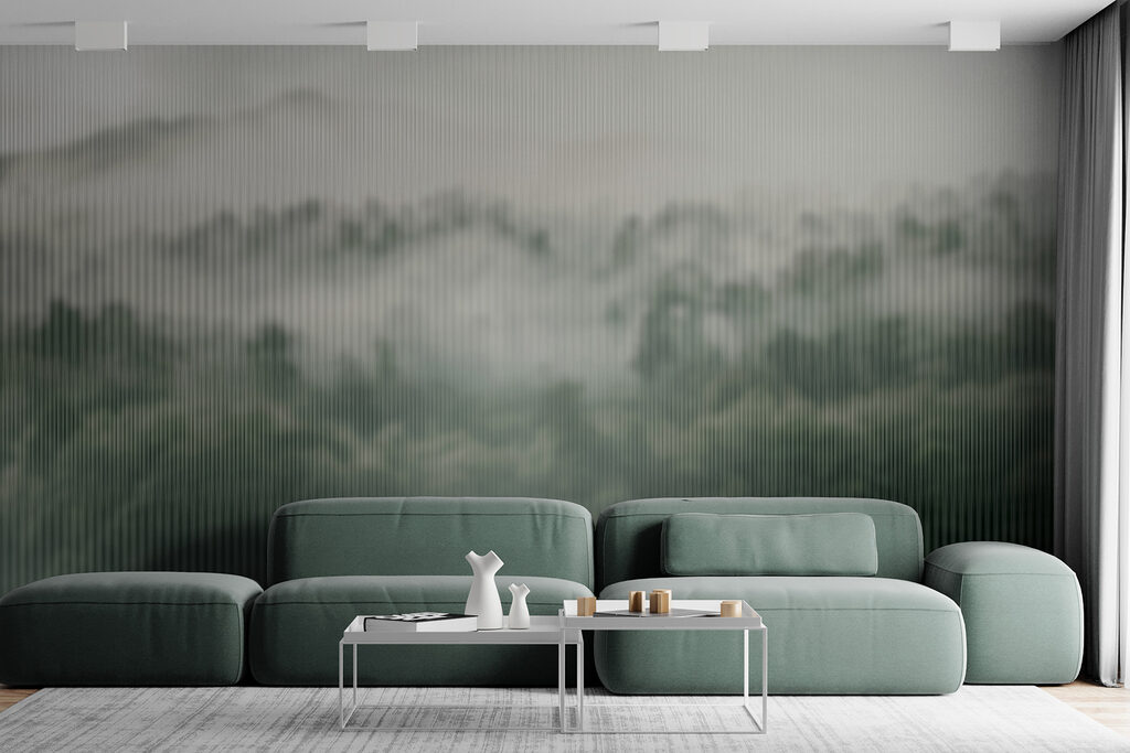 Foggy forest with trees