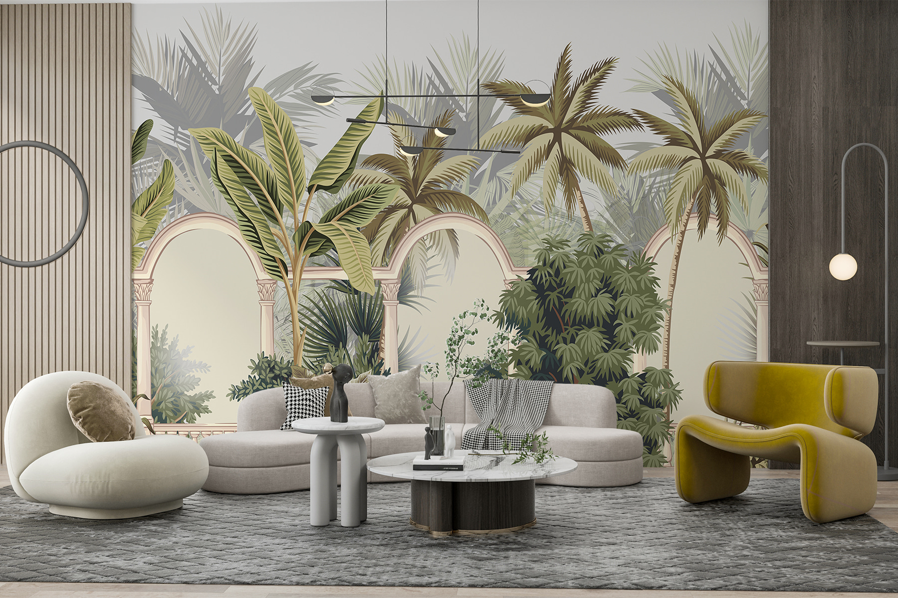 Wallpaper with palm trees and arches Wallpaper with palm trees and arches