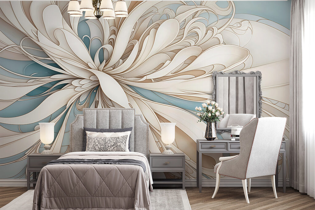 White and blue swirls