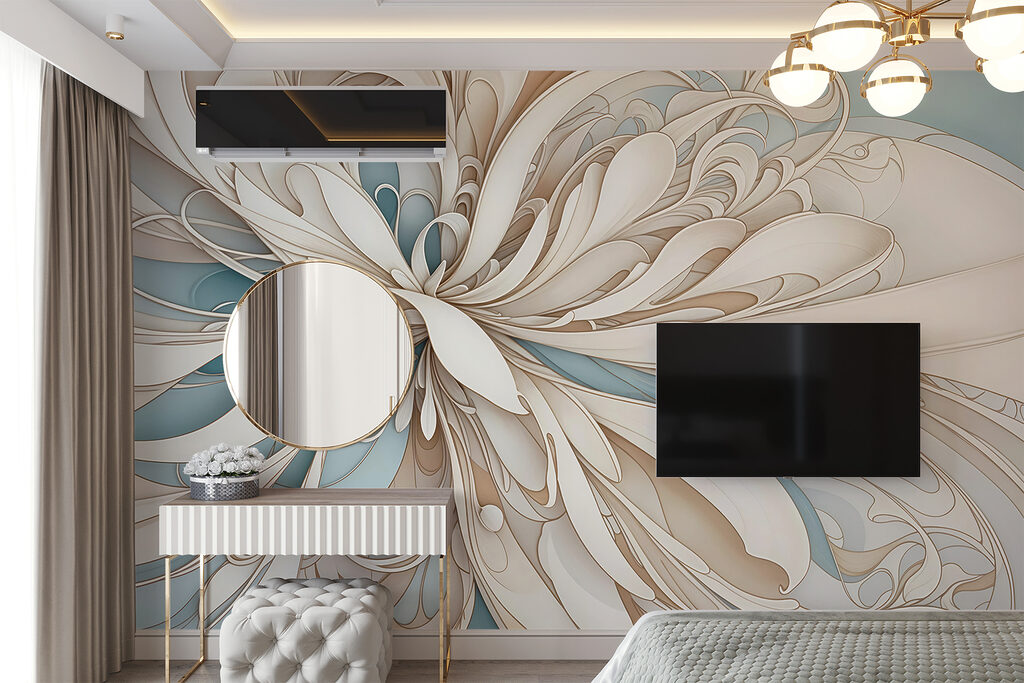 White and blue swirls