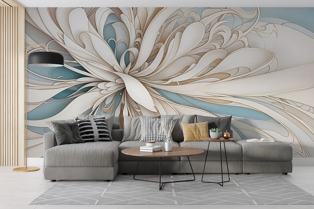 White and blue swirls