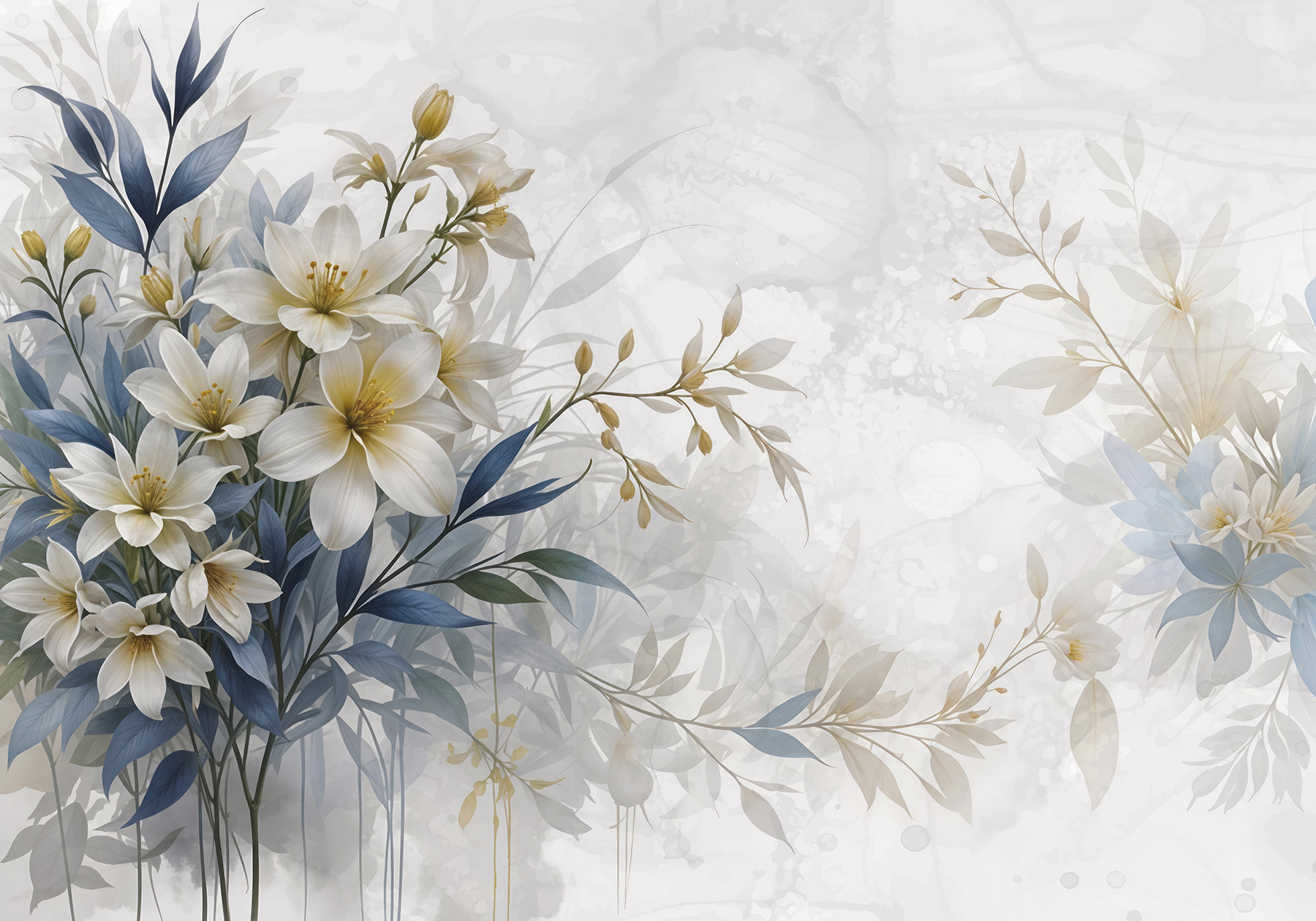 Painting of flowers and leaves