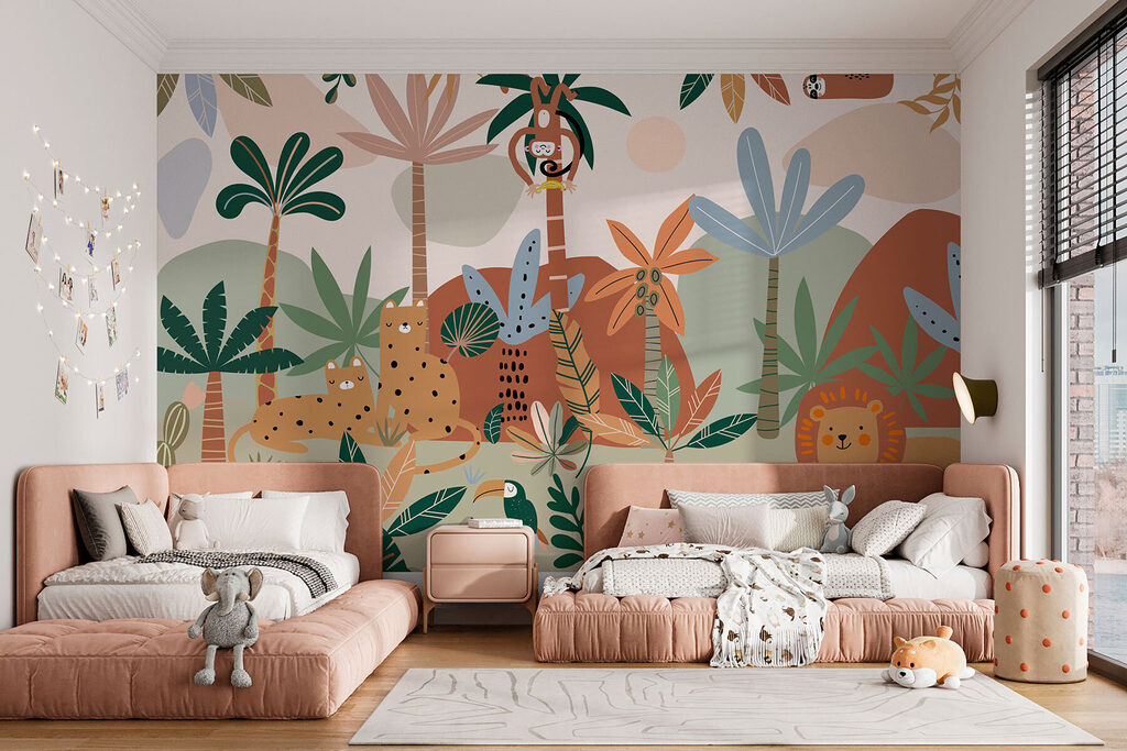 Cartoon of animals in a jungle