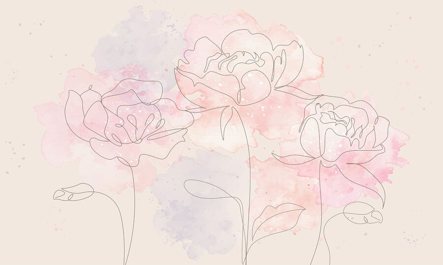 Drawing of flowers on a pink background Drawing of flowers on a pink background