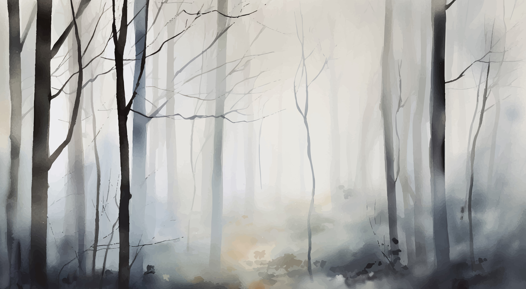 Foggy forest with trees
