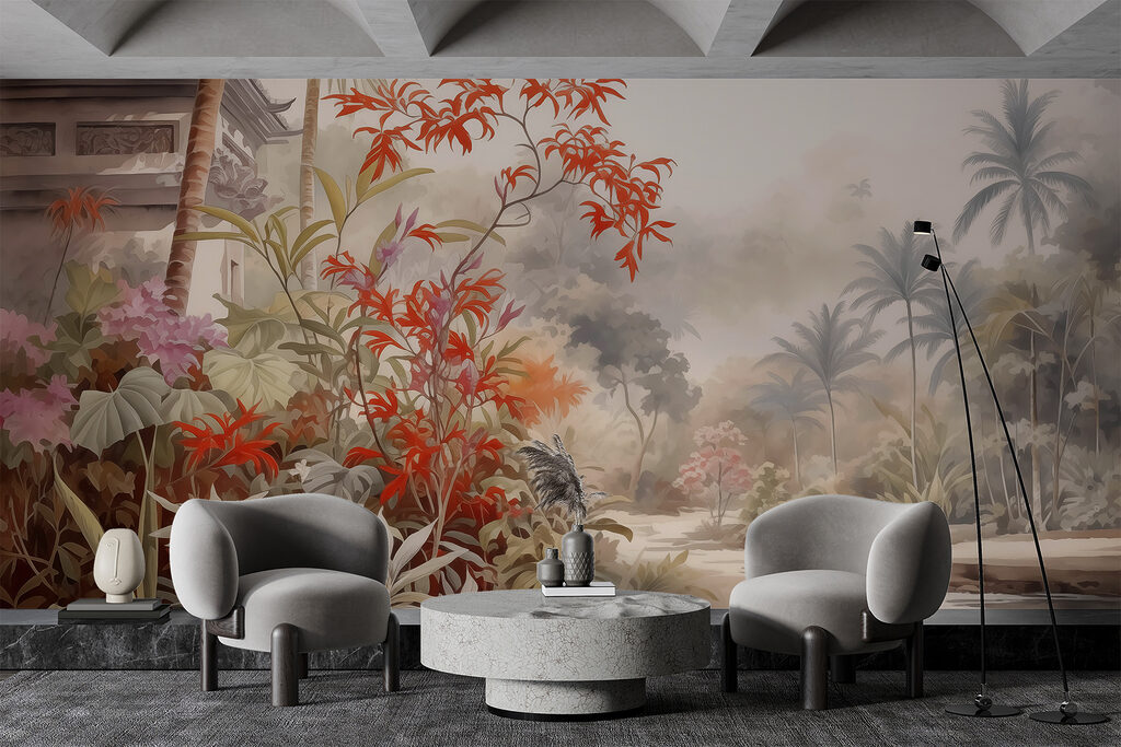 Painting of a river and trees Painting of a river and trees