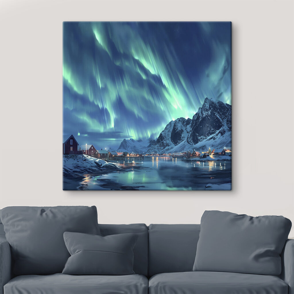 Aurora borealis over a snowy mountain Aurora borealis over a snowy mountain