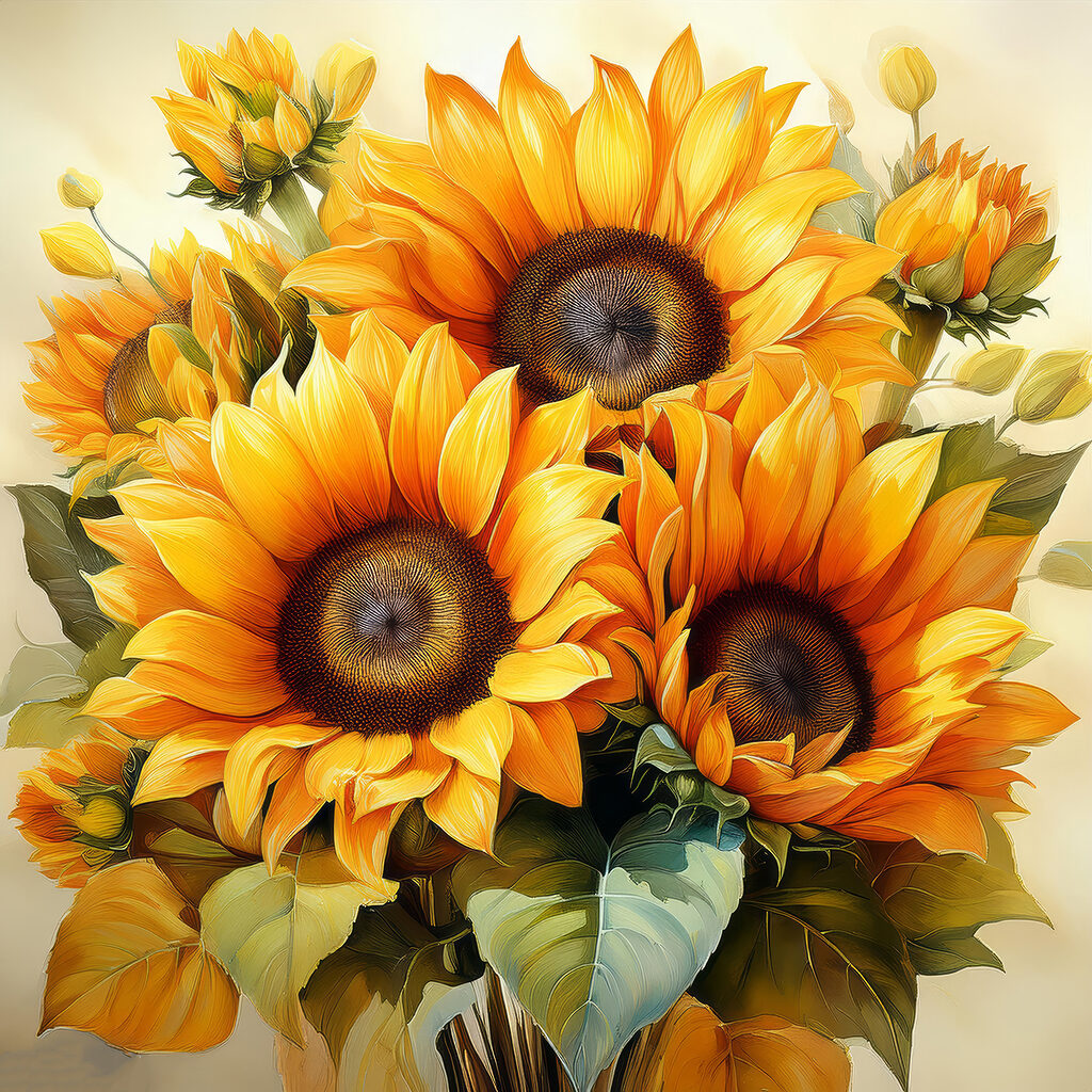 Bouquet of yellow sunflowers