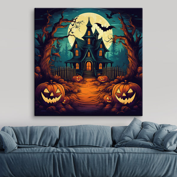 House with pumpkins and a fence in front of it House with pumpkins and a fence in front of it