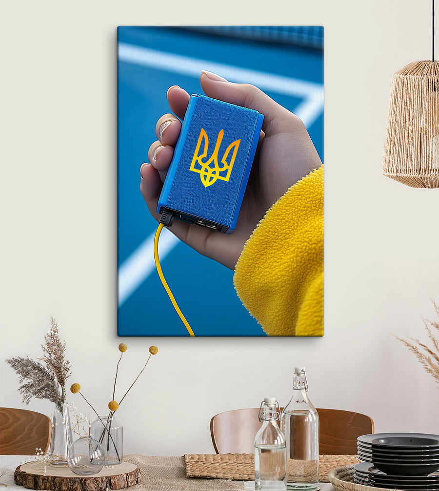 Рука тримає синій пристрій