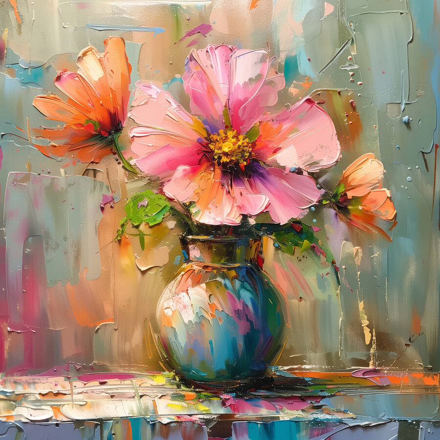 Painting of flowers in a vase Painting of flowers in a vase