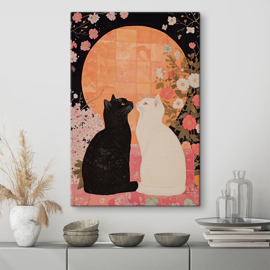 Black and white cats looking at each other Black and white cats looking at each other