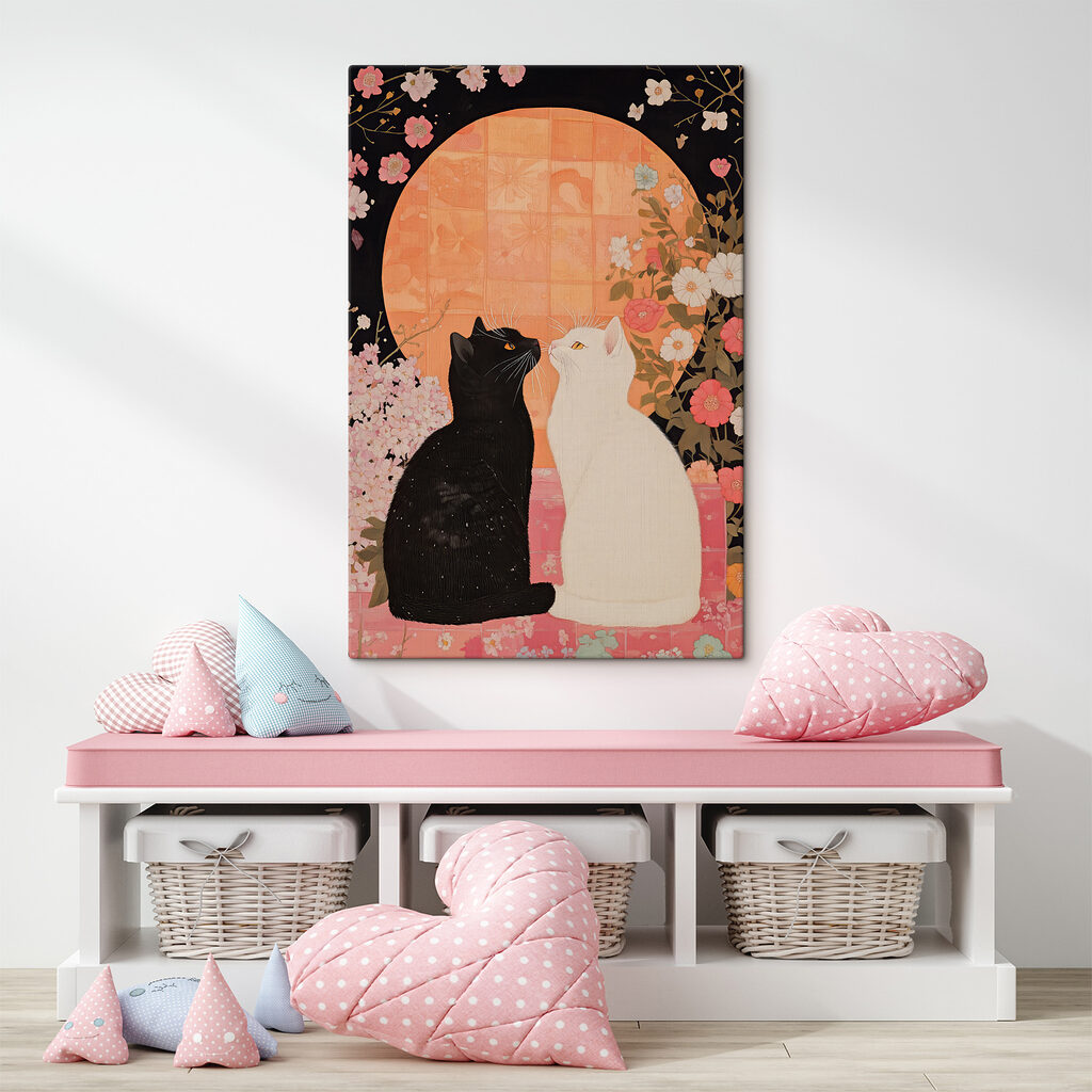 Black and white cats looking at each other Black and white cats looking at each other