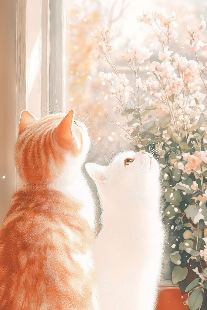 Two cats looking out a window Two cats looking out a window