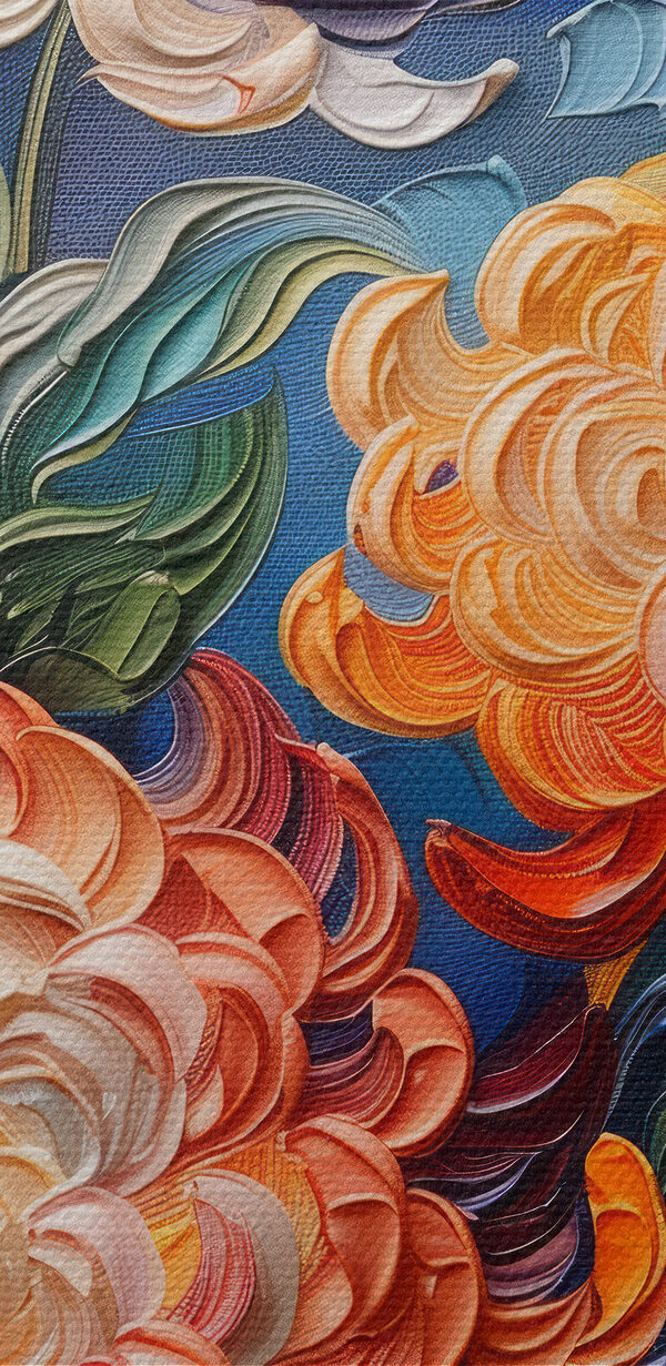 Painting of flowers on a blue background Painting of flowers on a blue background
