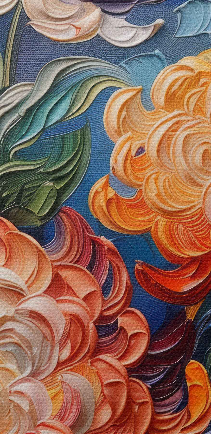 Painting of flowers on a blue background Painting of flowers on a blue background