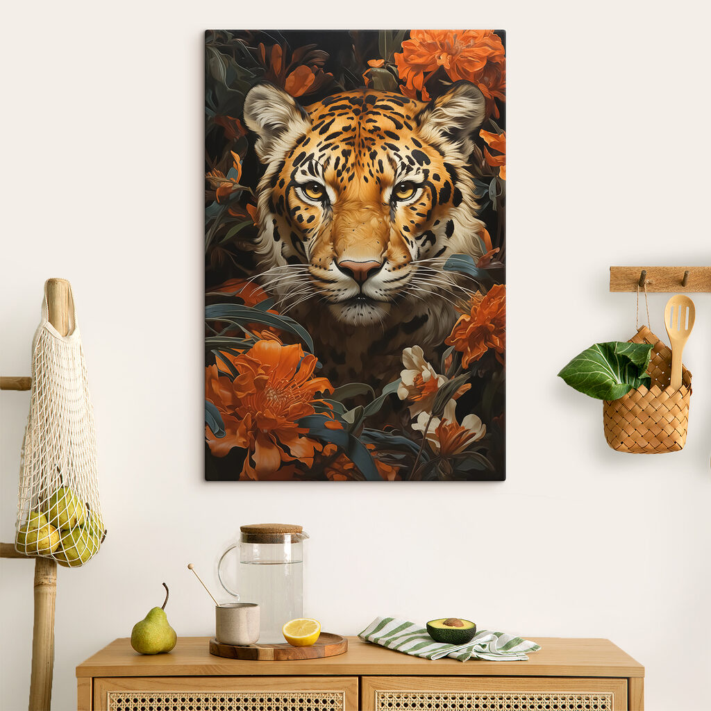 Tiger amidst vibrant blossoms Tiger amidst vibrant blossoms