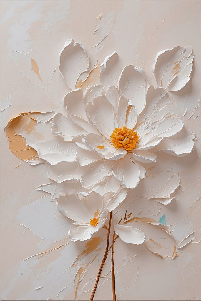 White flower with yellow center