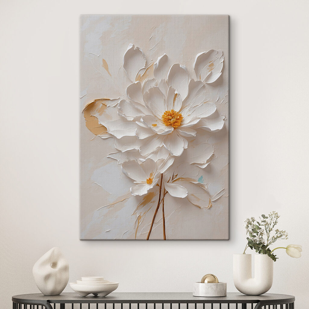 White flower with yellow center