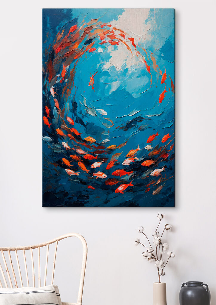 Painting of fish swimming in the water Painting of fish swimming in the water