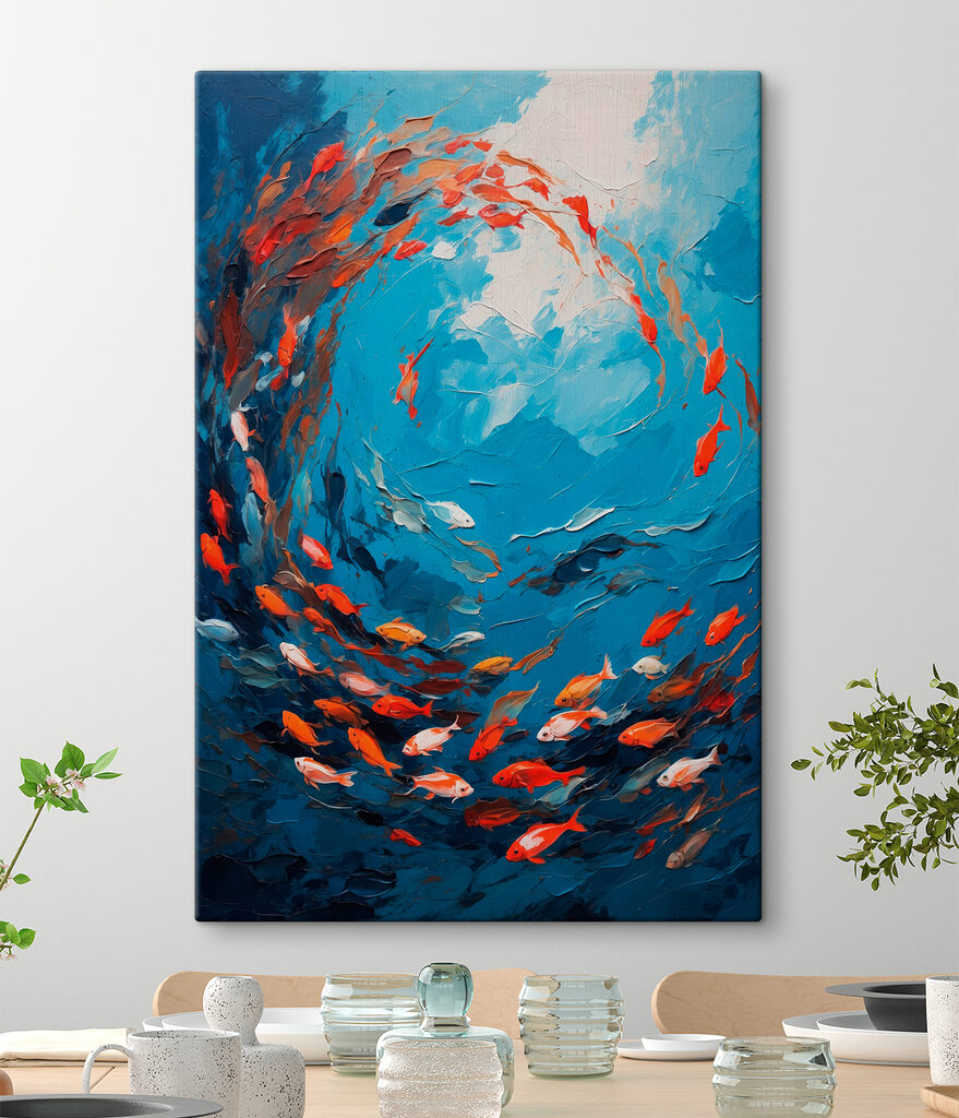 Painting of fish swimming in the water Painting of fish swimming in the water