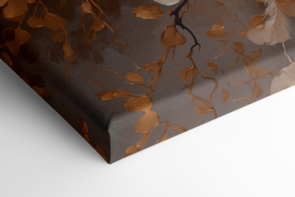 White peacock with feathers on a branch