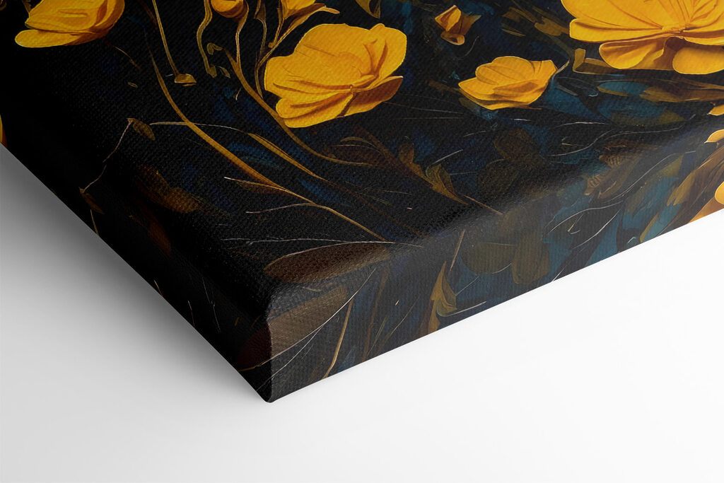 Painting of a tree in a field of flowers Painting of a tree in a field of flowers