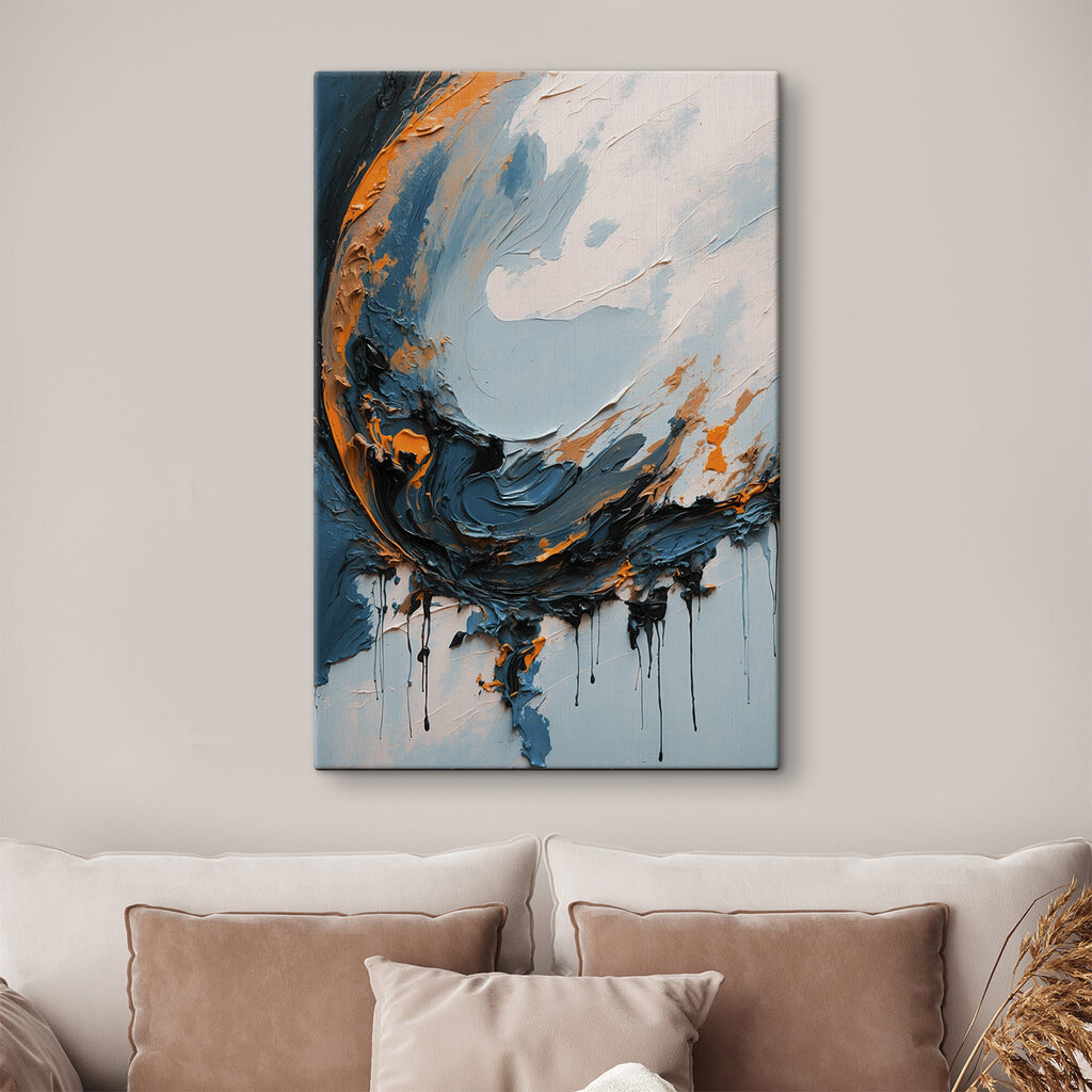 Painting of blue and orange paint Painting of blue and orange paint