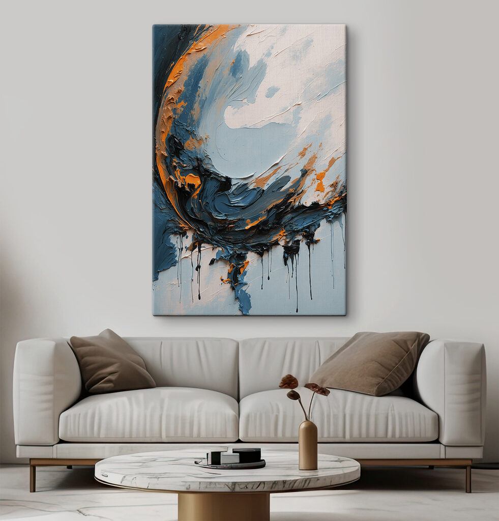 Painting of blue and orange paint Painting of blue and orange paint