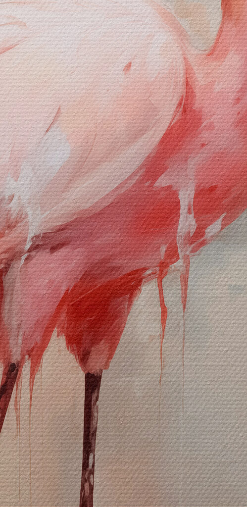 Painting of a pink flamingo