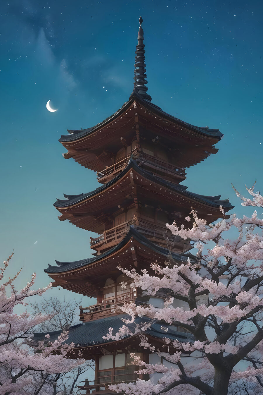 Pagoda with cherry blossoms Pagoda with cherry blossoms