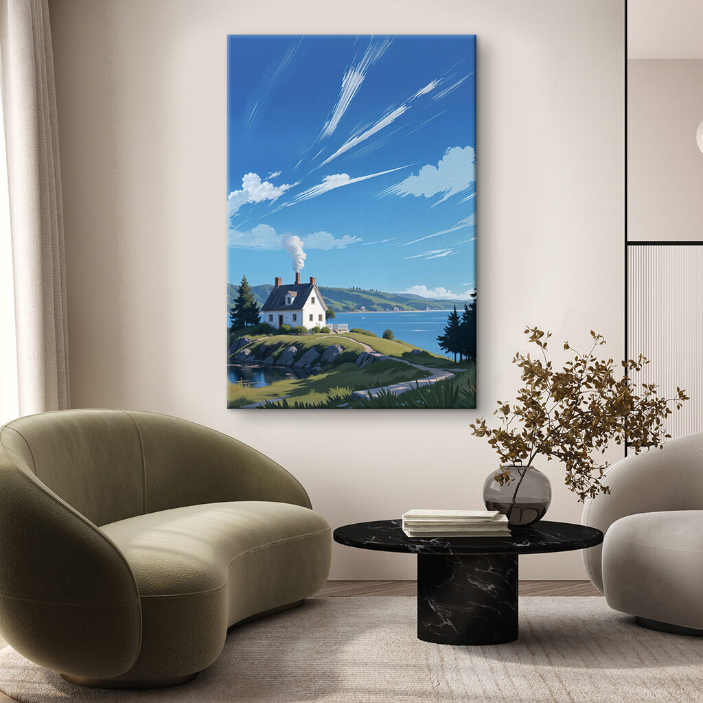 House on a hill by the water