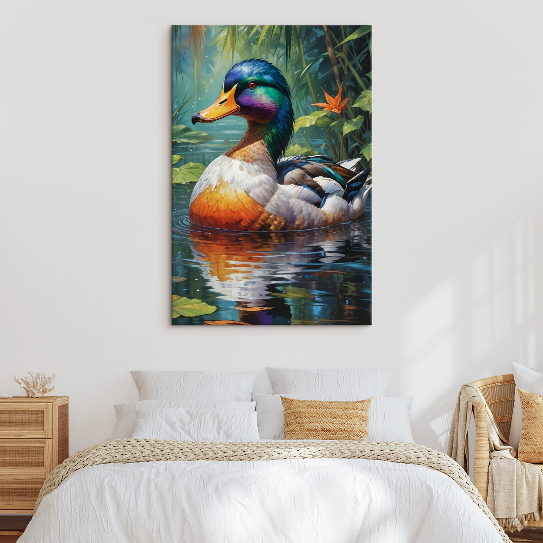 Colorful duck in water