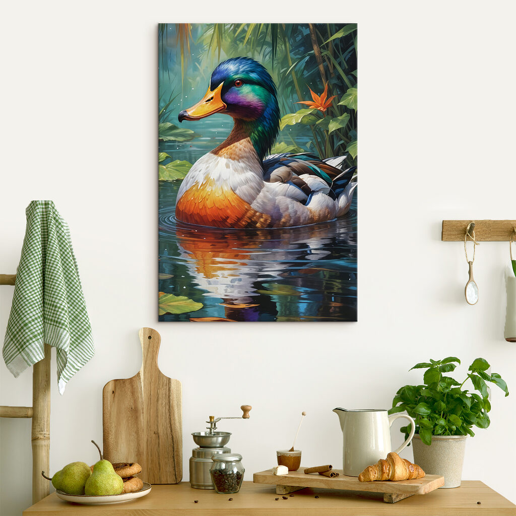 Colorful duck in water