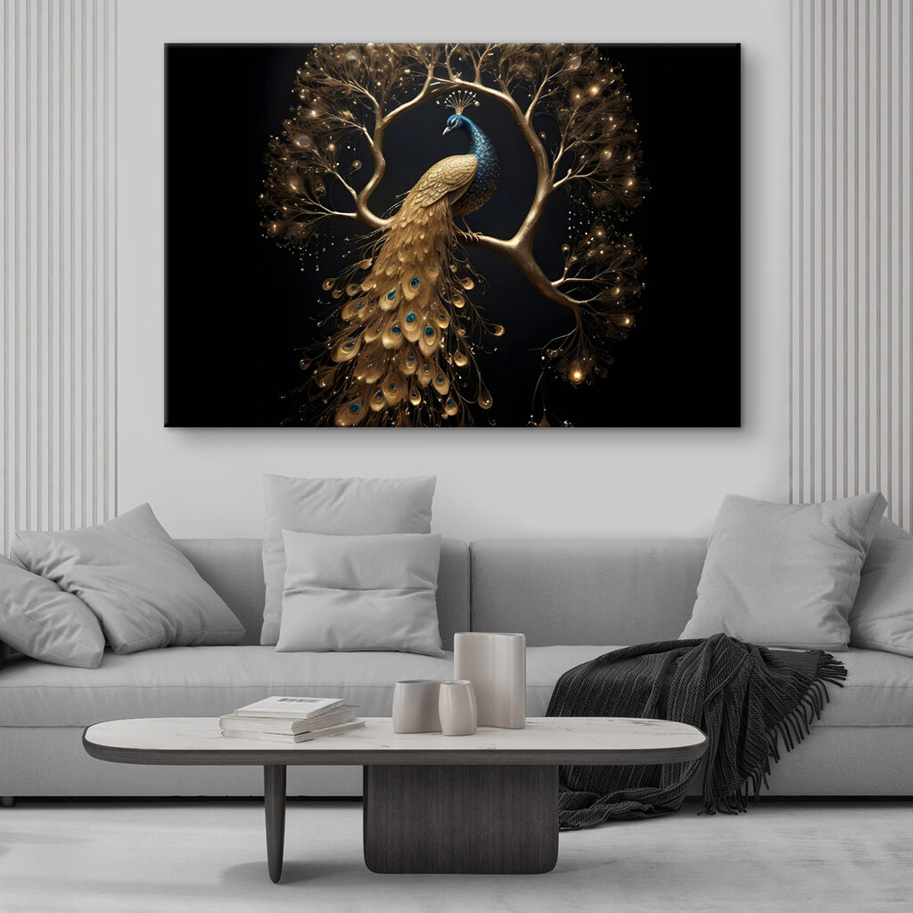 Peacock majesty amid luminous branches