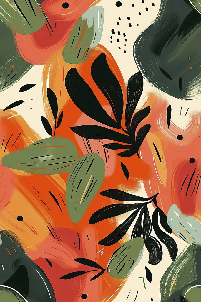 Colorful painting of leaves