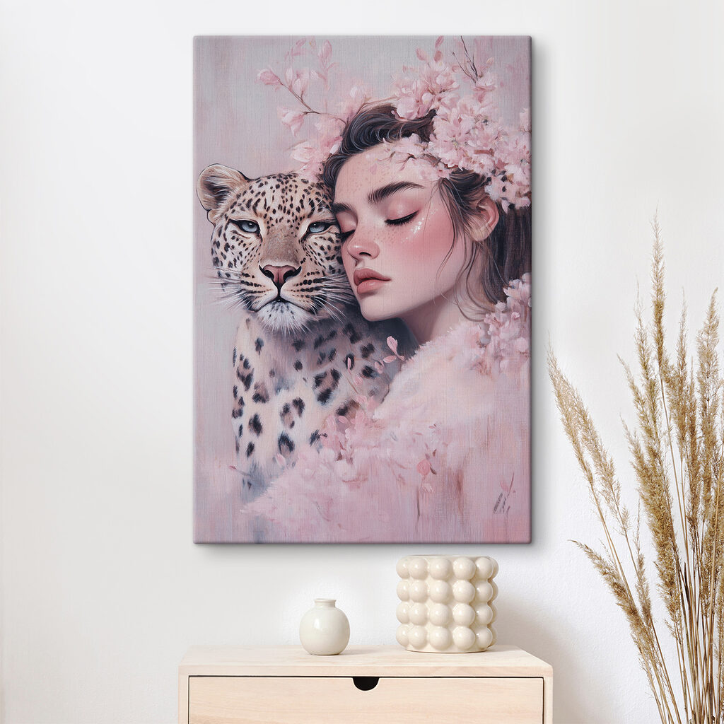 Woman with a cheetah