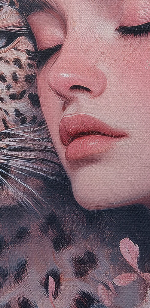 Woman with a cheetah