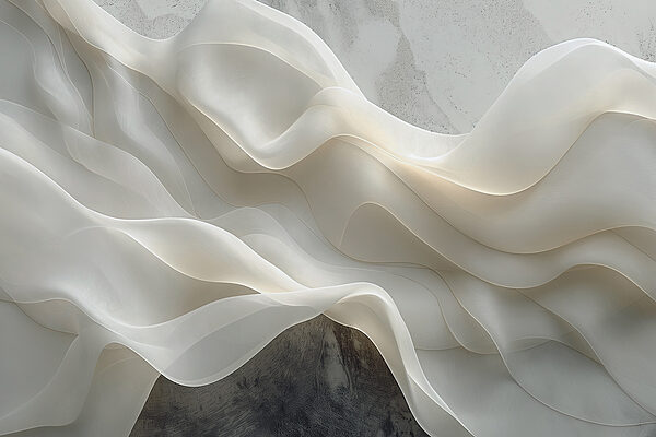 White fabric with wavy folds White fabric with wavy folds