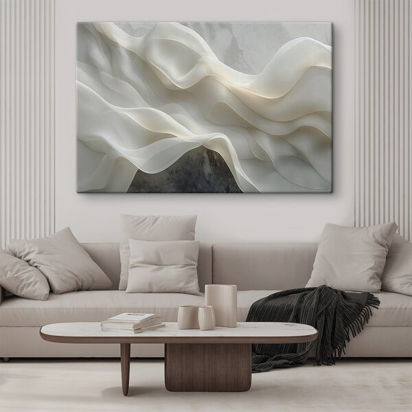 White fabric with wavy folds White fabric with wavy folds