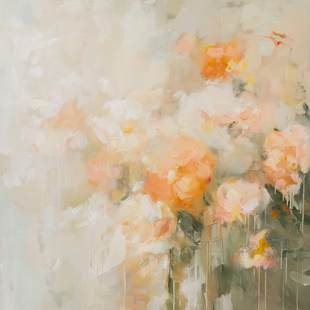 Painting of flowers on a white surface Painting of flowers on a white surface