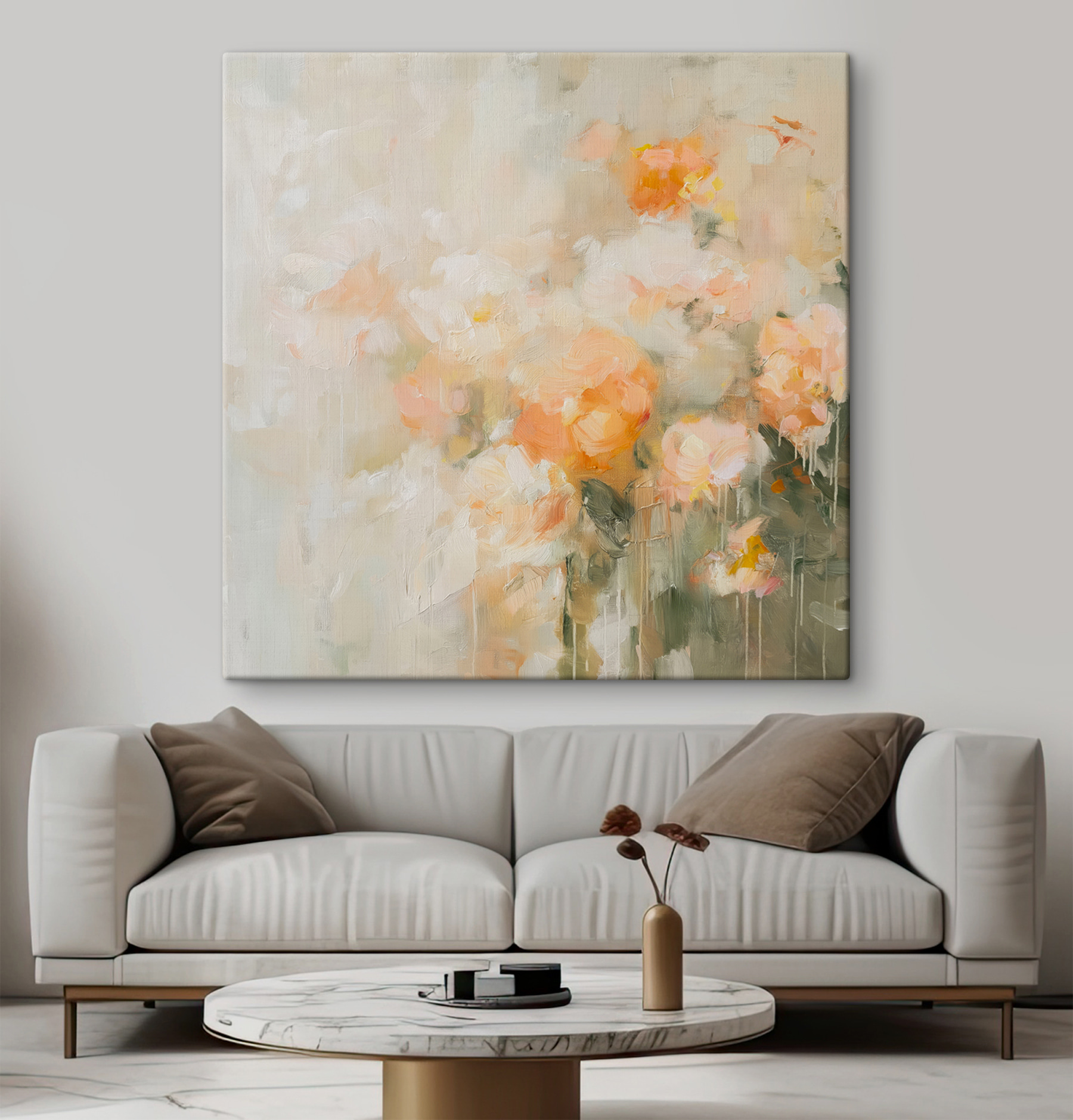 Painting of flowers on a white surface Painting of flowers on a white surface