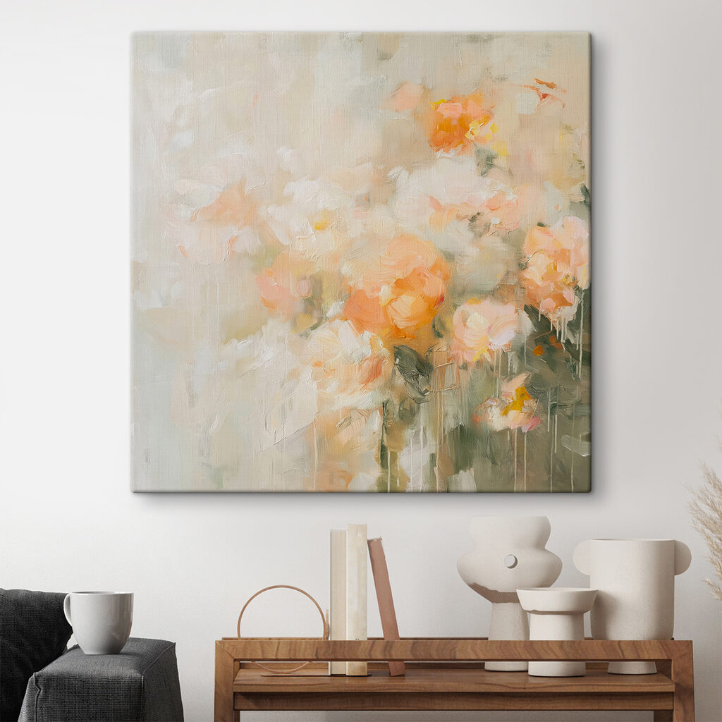 Painting of flowers on a white surface Painting of flowers on a white surface