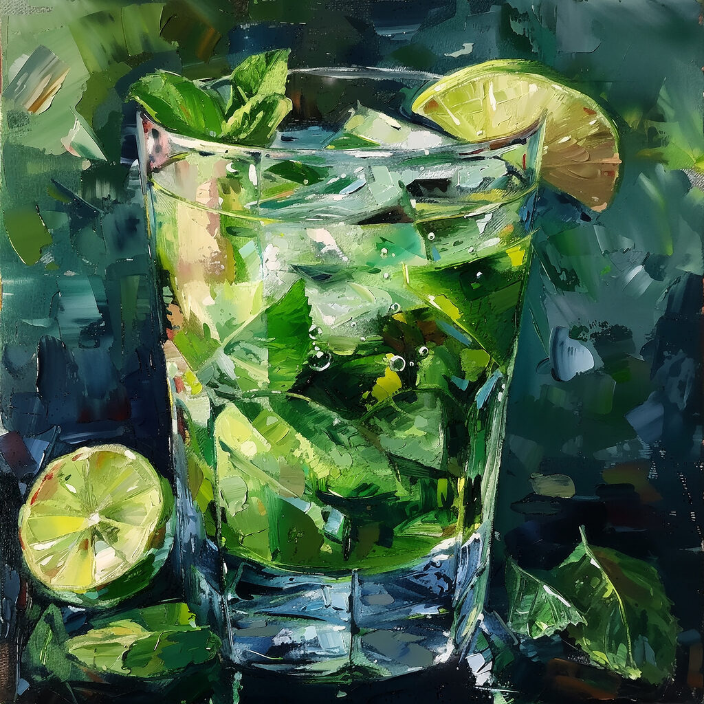 Glass of ice and limes Glass of ice and limes