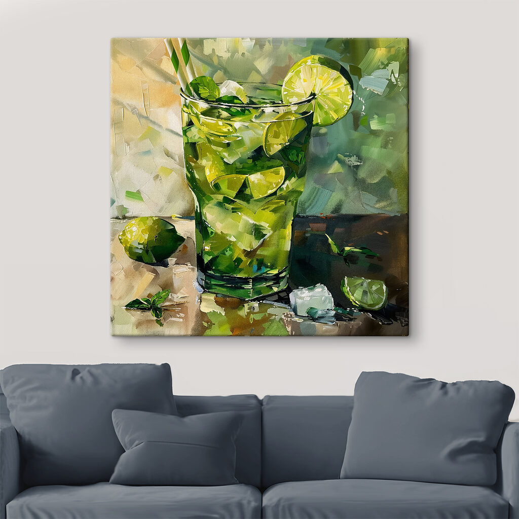 Painting of a drink with limes and ice