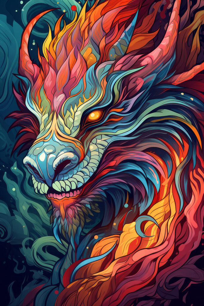 Colorful art of a dragon Colorful art of a dragon