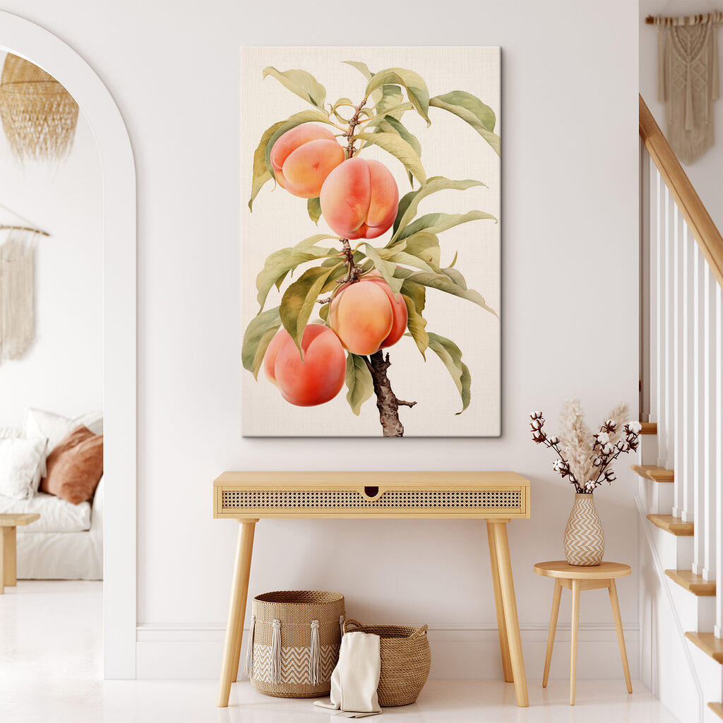 Branch of peaches with leaves Branch of peaches with leaves