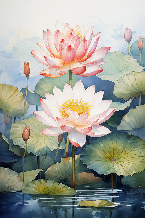 Painting of a flower and leaves Painting of a flower and leaves